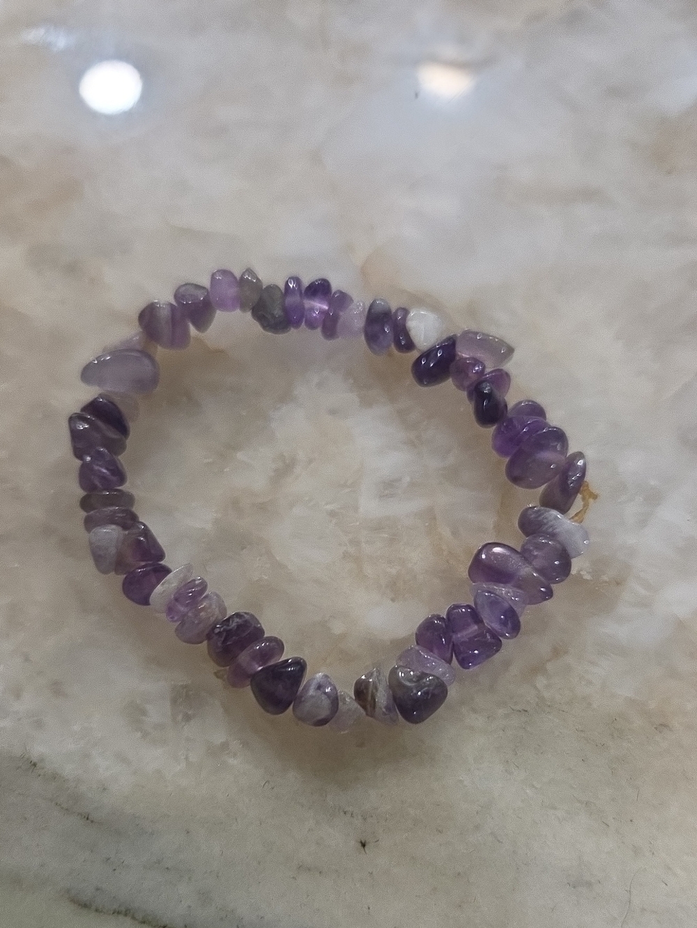 Amethyst Chip Stretch Bracelet - Purple Healing Stone Jewelry